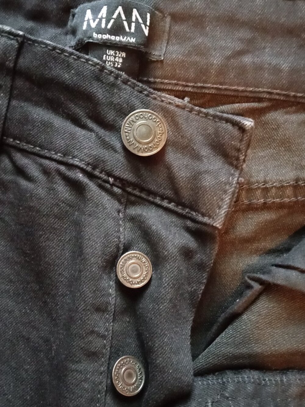 Boohooman Black Button Fly Skinny Jeans Mens 32 - Picture 2 of 5